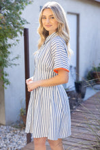 Load image into Gallery viewer, Blue Striped Shirt Dress