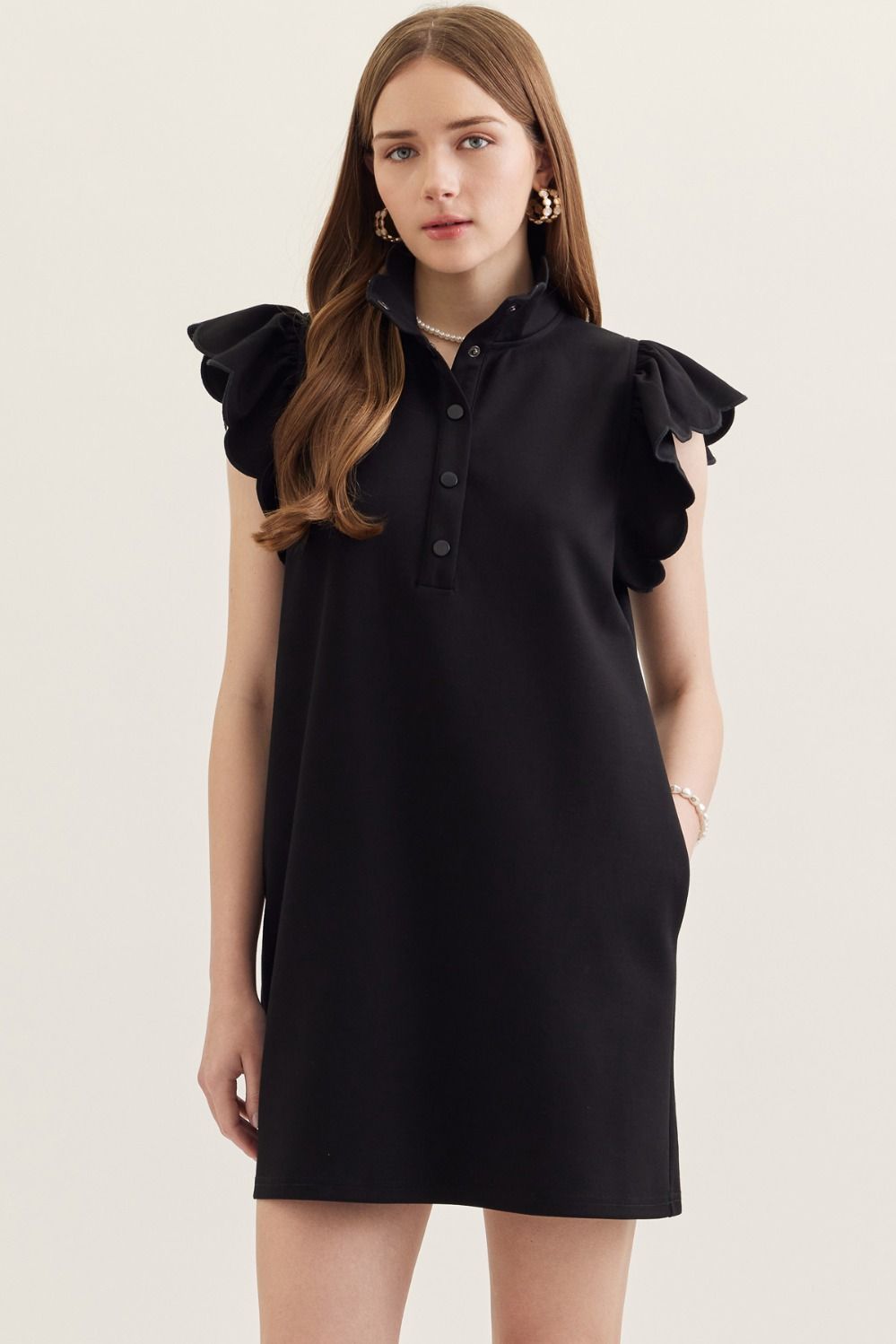 Scalloped Flutter Sleeve Dress 3Boutique LLC Scalloped Flutter Sleeve Dress 3Boutique LLC