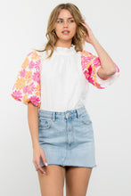 Load image into Gallery viewer, White Textured Embroidered Sleeve Top
