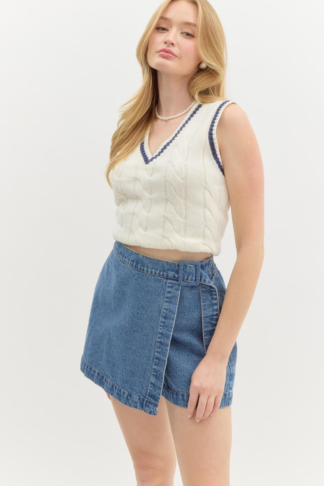 Denim Wrap Skort