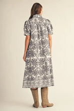 Load image into Gallery viewer, Charcoal Boho Print Midi Dress
