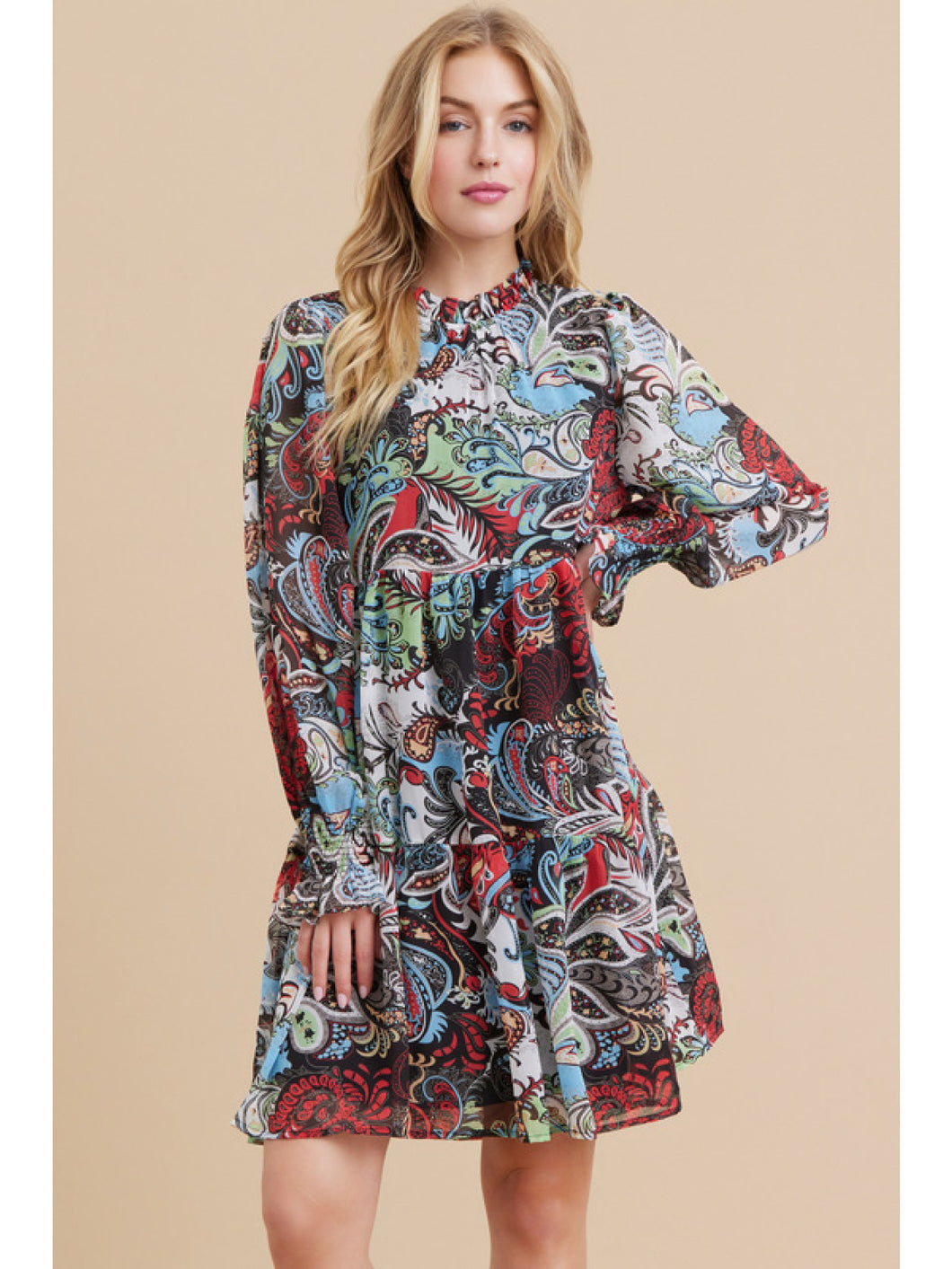 Paisley Print Chiffon Dress