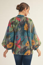 Load image into Gallery viewer, Teal Floral Blouse
