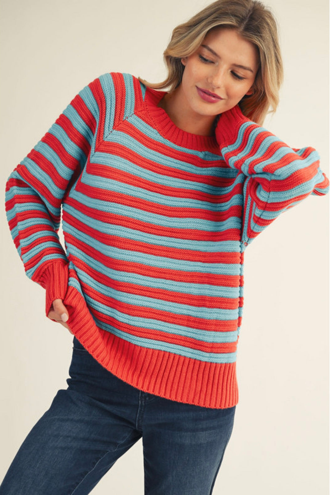 Turquoise & Orange Sweater