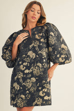 Load image into Gallery viewer, Black and Gold Jacquard Dress
