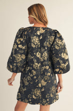 Load image into Gallery viewer, Black and Gold Jacquard Dress
