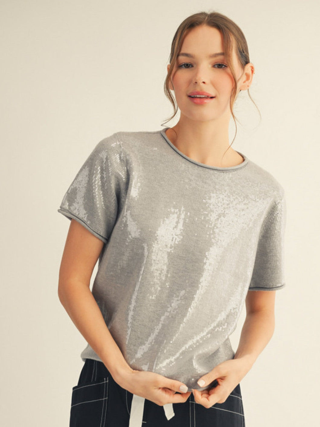 Gray Sequin Sweater