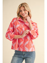 Load image into Gallery viewer, Orange and Pink Collared Top
