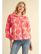 Load image into Gallery viewer, Orange and Pink Collared Top
