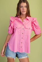Load image into Gallery viewer, Bubble Gum Frayed Top
