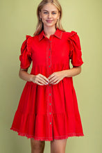 Load image into Gallery viewer, Red Frayed Hem Dress
