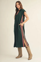 Load image into Gallery viewer, Hunter Green Racer Stripe Dress
