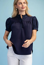 Load image into Gallery viewer, Navy Ruffle Top
