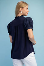 Load image into Gallery viewer, Navy Ruffle Top
