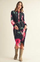 Load image into Gallery viewer, Black Pink Floral Midi

