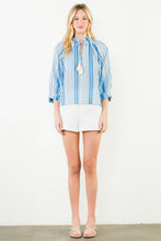 Load image into Gallery viewer, Long Sleeve Blue Stripe Top
