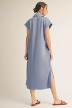 Load image into Gallery viewer, Denim Blue Embroidered Tee Dress
