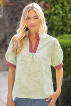 Load image into Gallery viewer, Mint Embroidered Floral Top
