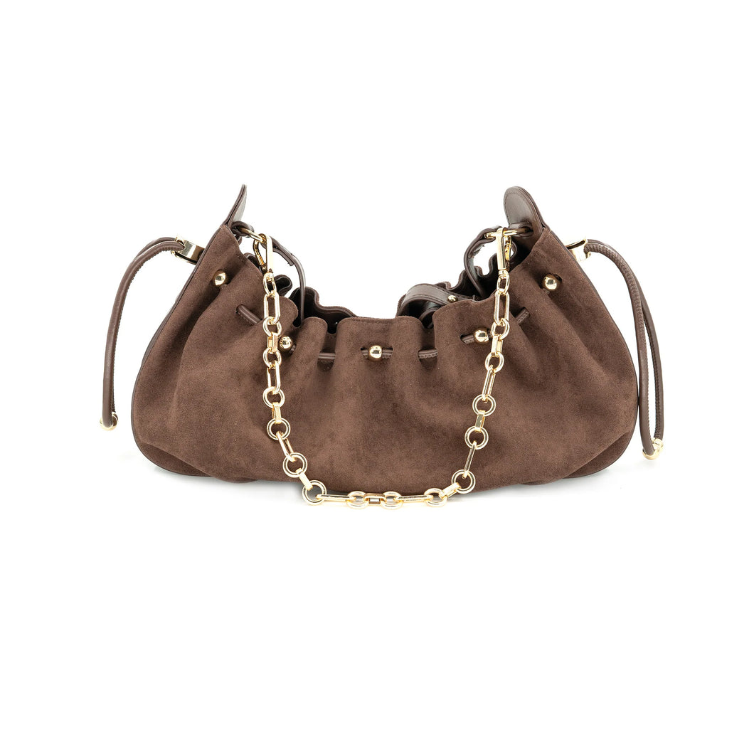 Suede Gather Shoulder Bag