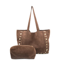 Load image into Gallery viewer, Suede Look Studded Hobo Bag
