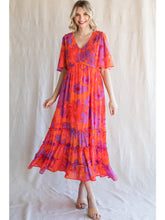 Load image into Gallery viewer, Orange and Pink Midi Dress

