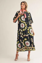 Load image into Gallery viewer, Black and Pink Floral Maxi Dress
