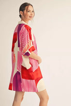 Load image into Gallery viewer, Pink and Orange Geo Print Dress
