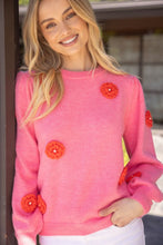 Load image into Gallery viewer, Pink Embroidered Floral Sweater
