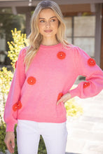 Load image into Gallery viewer, Pink Embroidered Floral Sweater
