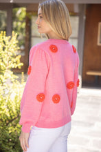 Load image into Gallery viewer, Pink Embroidered Floral Sweater
