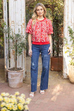 Load image into Gallery viewer, Red Eyelet Leaf Top
