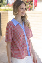 Load image into Gallery viewer, Red Striped Button Down Top
