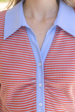 Load image into Gallery viewer, Red Striped Button Down Top
