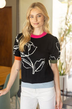 Load image into Gallery viewer, Black Flower Motif Sweater
