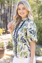 Load image into Gallery viewer, Wavy Trim Navy Print Top
