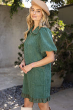 Load image into Gallery viewer, Hunter Green Ruffle Trim Dress
