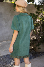 Load image into Gallery viewer, Hunter Green Ruffle Trim Dress
