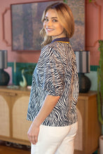 Load image into Gallery viewer, Navy Animal Print Top

