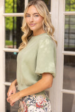 Load image into Gallery viewer, Light Olive Bubble Sleeve top
