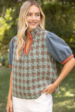 Load image into Gallery viewer, Houndstooth and Denim Top
