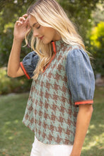 Load image into Gallery viewer, Houndstooth and Denim Top
