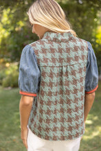 Load image into Gallery viewer, Houndstooth and Denim Top
