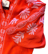 Load image into Gallery viewer, Orange Embroidered Puff Sleeve Top
