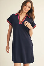 Load image into Gallery viewer, Navy Contrast Tee Dress
