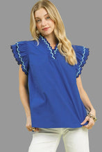 Load image into Gallery viewer, Ocean Blue Ruffle Sleeve Top
