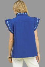 Load image into Gallery viewer, Ocean Blue Ruffle Sleeve Top
