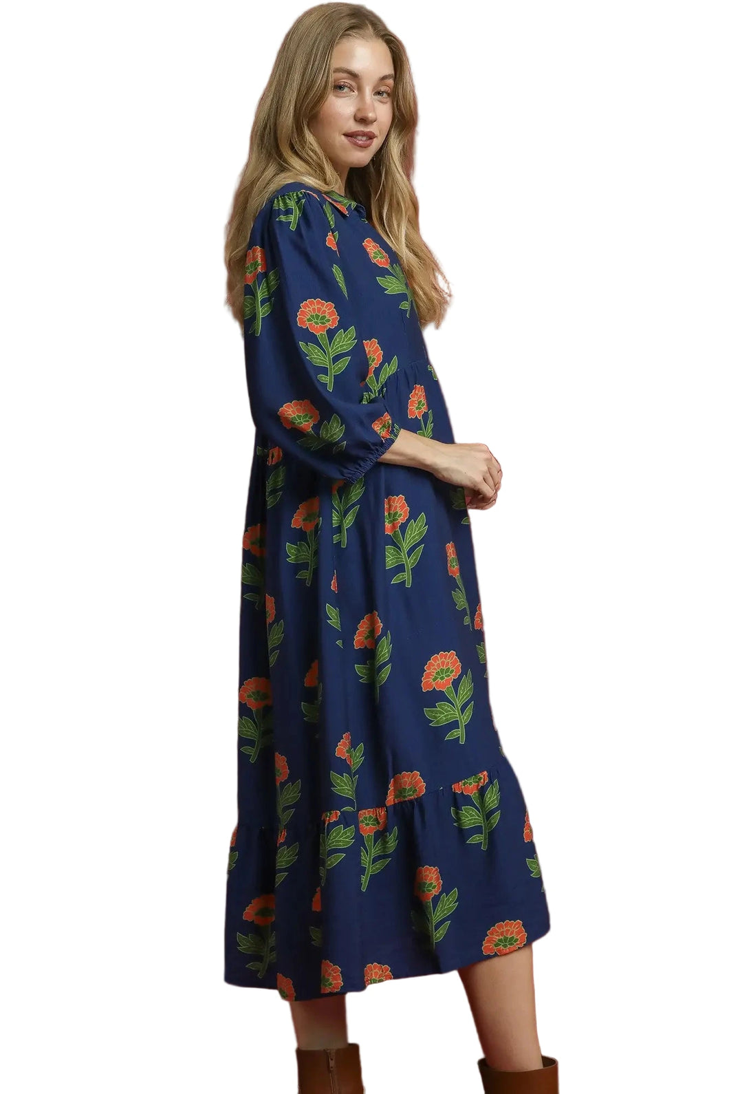 Navy Floral Maxi Dress