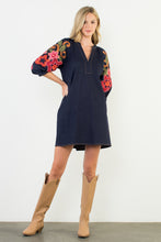 Load image into Gallery viewer, Embroidered Sleeve Denim Dress
