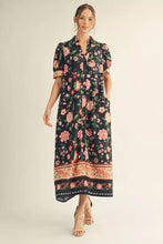 Load image into Gallery viewer, Black Floral Midi Dress
