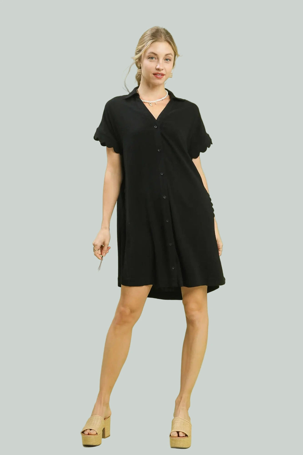 Linen Scalloped Dress